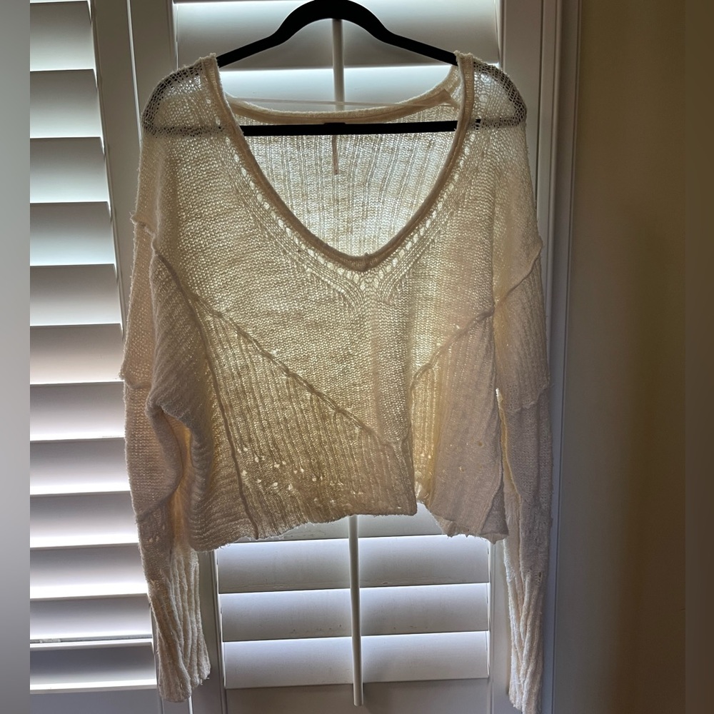Free People Cream Knit Sweater Size Medium